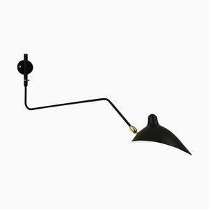 Mid-Century Modern Black One Rotating Curved Arm Wall Lamp by Serge Mouille for Indoor