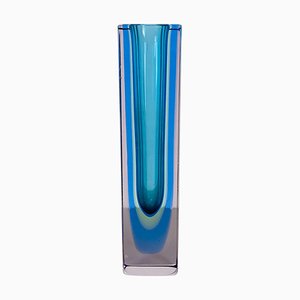 Mid-Century Italian Modern Sommersi Series Blue Murano Glass Vase, 1970s