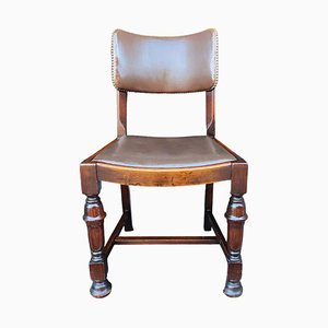 Oak & Leather Dining Chairs from Ercol, 1950s, Set of 4