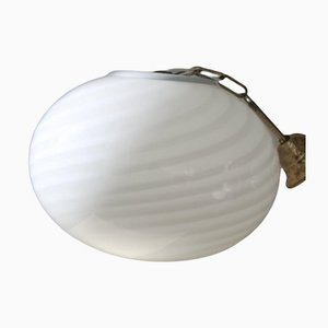 Weiße Murano Glas Swirl Deckenlampe