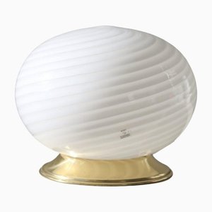 Weiße Murano Glas Swirl Tischlampe