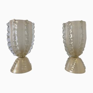Art Deco Italian Murano Glass Vase Lamps, Set of 2
