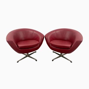 Vintage Leather Cocktail / Swivel Chairs from Up Závody, 1970s, Set of 2