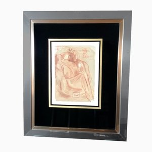 Impresión en madera de Salvador Dalì, Dantes Repentance, Divine Comedy Series