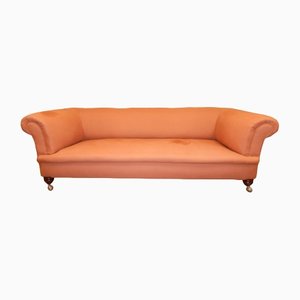 Vintage Orange Fabric Upholstered Chesterfield Sofa