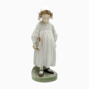 Danish Porcelain Figurine of a Girl With a Book from Royal Copenhagen