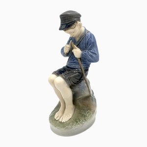 Danish Porcelain Figurine of a Boy With a Stick from Royal Copenhagen