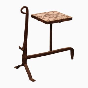 Andiron Style Side Table in Wrought Iron, 17th-Century