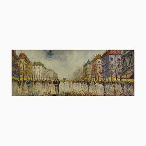 Giulio De Simone, Vieux Paris, 1970s, Huile sur Toile