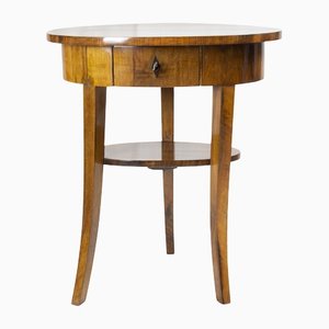 19th-Century Biedermeier Oval Walnut Side Table