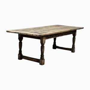Oak Refectory Farmhouse Dining Table with Carved Rails