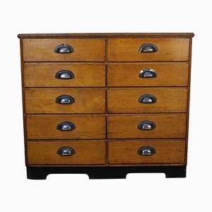 Mid-20th Century German Oak Pine Apothecary Cabinet or Bank of Drawers