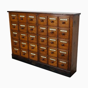 Early 20th Century German Oak Apothecary Cabinet or Bank of Drawers
