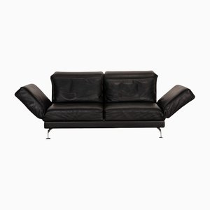 Black Leather Moule Two-Seater Couch from Brühl