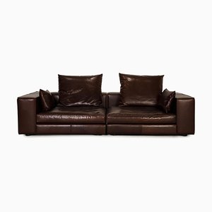 Brown Leather PUR Three-Seater Couch from Violetta