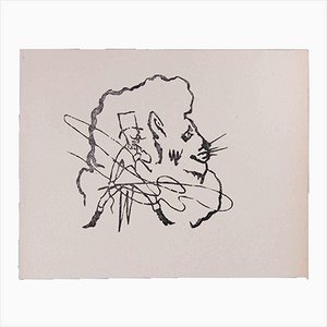 Mino Maccari, Der Zähmer der Löwen, Original Linolschnitt, 1951