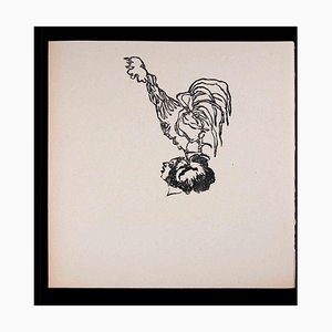 Mino Maccari, A Rooster on the Head, Original Linocut, 1951