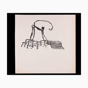 Mino Maccari, The City Dominator, Original Linocut, 1951