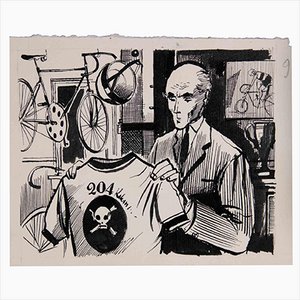 Norbert Meyre, Man With T-Shirt, Original Drawing, Mid-20th-Century