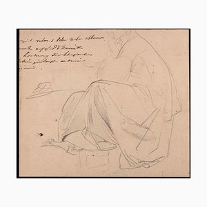 Seated Figure, Original Drawing, Mid-19th Century