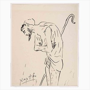Marcel Vertès, Figure of Man, Original China Ink Drawing, Mid 20th-Century