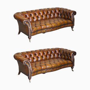 Set of Leather Chesterfield Sofas from Howard & Sons