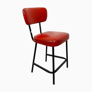 Mid-Century Italian Red Sky and Metal Chair, 1960s