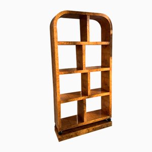 Walnut Veneer Bookcase in Art Deco Style