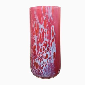 Langham Art Glass Vase in Pink and White