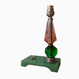 Art Deco Lamp in Green and Pink