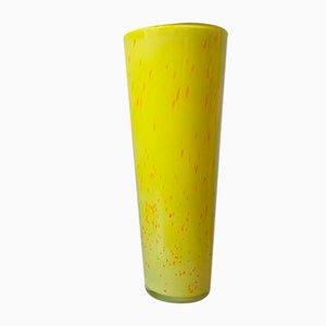 Large Yellow Vase with Orange Specks from Makora