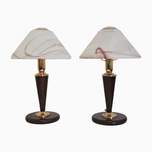 Murano Glass Mushroom Table Lamps, 1970s, Set of 2