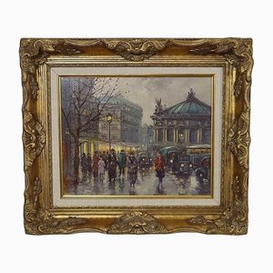 L’Opéra Garnier, 20th-Century, Oil on Canvas, Framed
