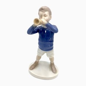 Figurine de Garçon avec une Trompette en Porcelaine de Bing & Grondahl, Danemark, 1970s / 1980s