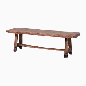 Mid-Century French Brutalist Oak & Iron Coffee Table