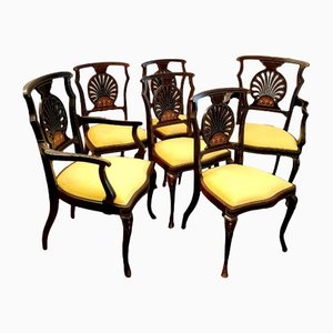 Hepplewhite Anthemium Back Dining Chairs, Set of 6
