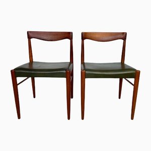 Danish Teak Side Chairs with Leather Seats by H.W. Klein for Bramin, 1960s, Set of 2