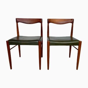 Set of Danish Teak Side Chairs with Leather Seats by H.W. Klein for Bramin, 1960s