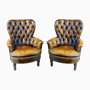 Leather Armchairs, Set of 2