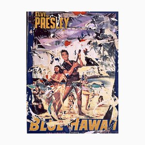 Mimmo Rotella, Blue Hawaii, Sérigraphie et Collage