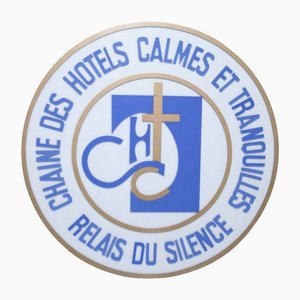 Blue Round Relay of Silence Quiet and Quiet Hotel Sign, 1970s