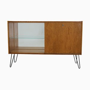Upcycled Oak & Glass Cabinet, Czechoslovakia, 1960s