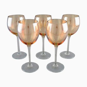 Bicchieri da vino rosso in vetro artistico, Scandinavia, anni '80, set di 5