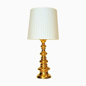 Brass Colored Porcelain Table Lamp from Bergboms, Sweden, 1960s