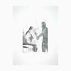 Giacomo Manzú, In the Atelier, Original Etching, 1968