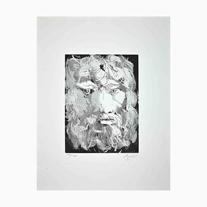 Giacomo Manzú, Portrait of King Oedipus, Original Etching, 1970