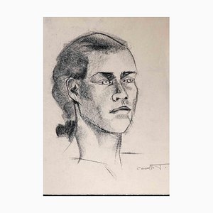 Portrait of a Woman, Original Drawing, Mid 20th-Century