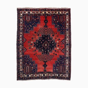 Light Red with Border and Medallion Geometric Afshari Rug