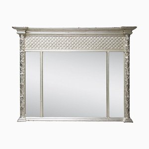 Neoclassical Rectangular Silver Hand Carved Triptych Mirror, 1970