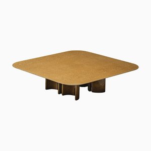 Mesa de centro italiana de madera nudosa de Giovanni Offredi, años 80